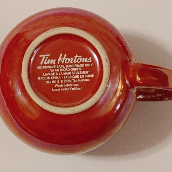 2020 Tim Horton's Mugs Red Iridescent Set Of Two BNWT Maple Leaf Tim's PAIR - Picture 6 of 8